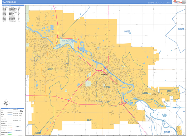 Waterloo, IA Wall Map