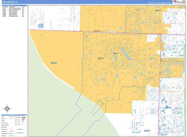Wellington, FL Zip Code Map