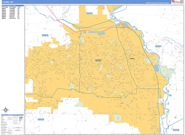 Yakima, WA Zip Code Map