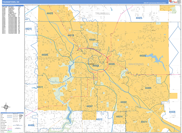 Youngstown, OH Zip Code Map