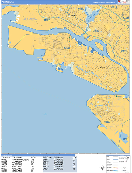 Alameda Wall Map