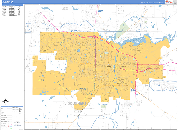 Albany Zip Code Wall Map