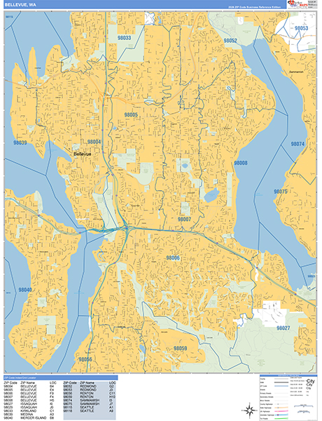 Bellevue Wall Map
