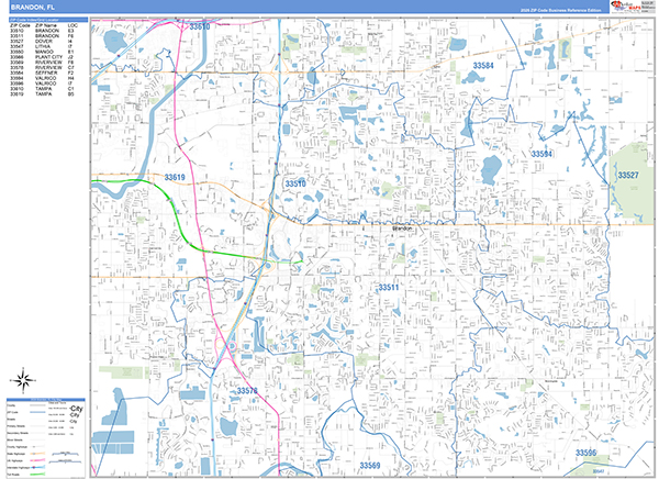 Brandon Zip Code Wall Map