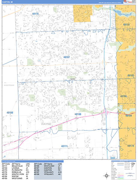 Canton Zip Code Wall Map