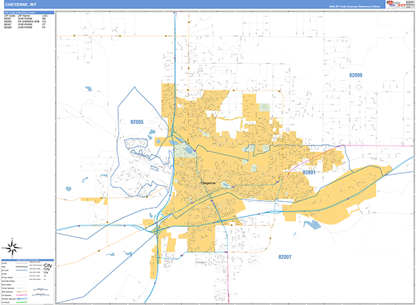 Cheyenne Zip Code Wall Map