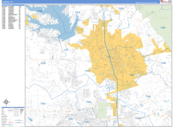 Conroe Wall Map
