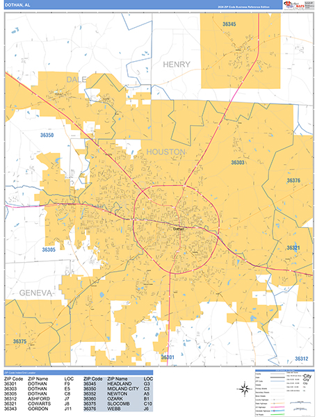 Dothan Wall Map