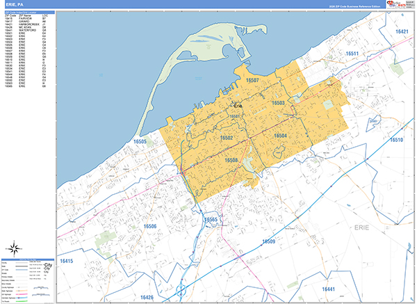 Erie Zip Code Wall Map