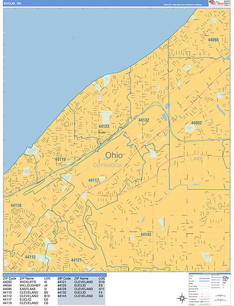 Euclid Zip Code Wall Map