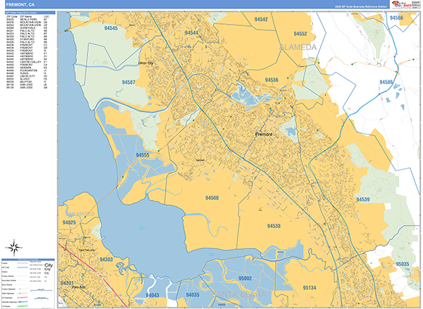 Fremont Zip Code Wall Map