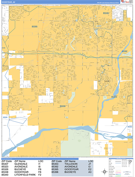 Goodyear Zip Code Wall Map