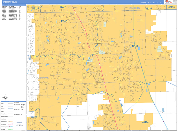 Greenwood Zip Code Wall Map