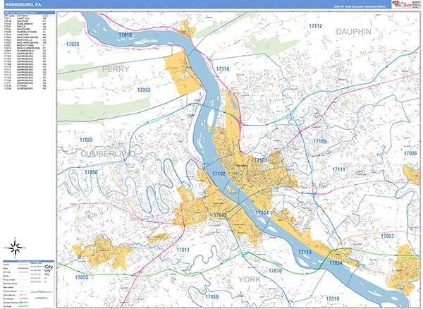Harrisburg Wall Map