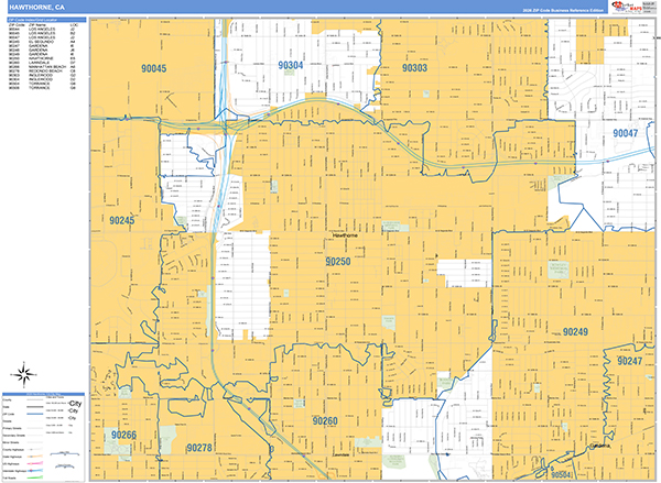 Hawthorne Zip Code Wall Map