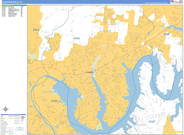 Hendersonville Zip Code Wall Map