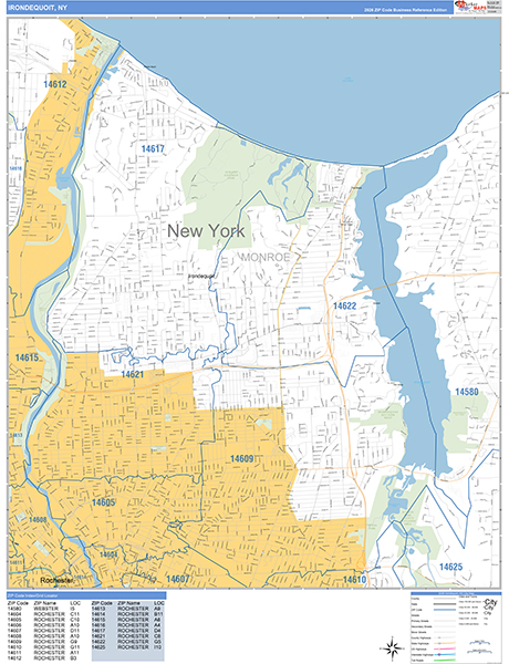 Irondequoit Zip Code Wall Map