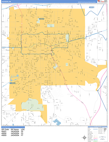 Jackson Zip Code Wall Map