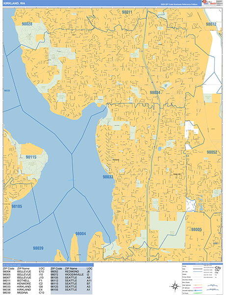 Kirkland Zip Code Wall Map