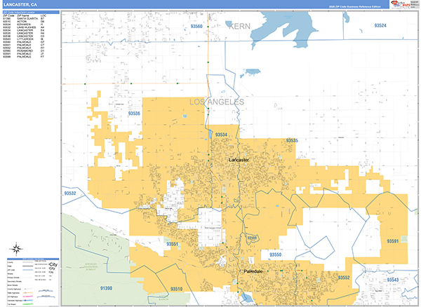 Lancaster Zip Code Wall Map