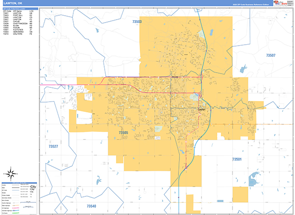 Lawton Zip Code Wall Map