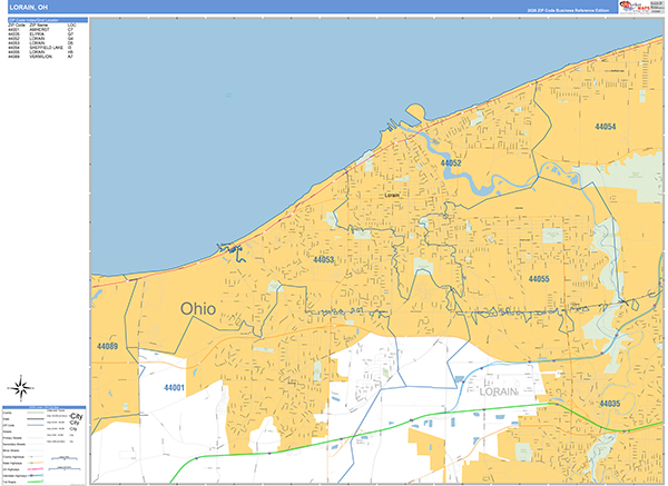 Lorain Zip Code Wall Map