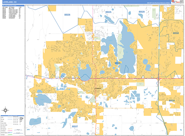 Loveland Zip Code Wall Map