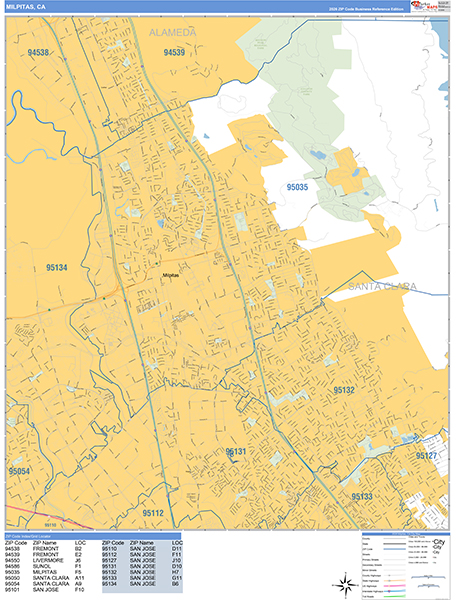 Milpitas Wall Map