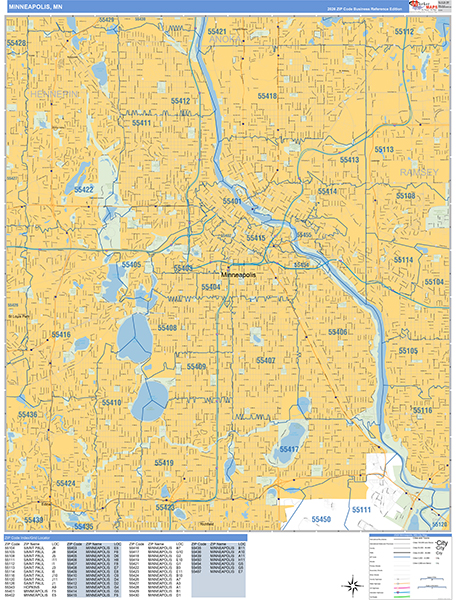 Minneapolis Wall Map