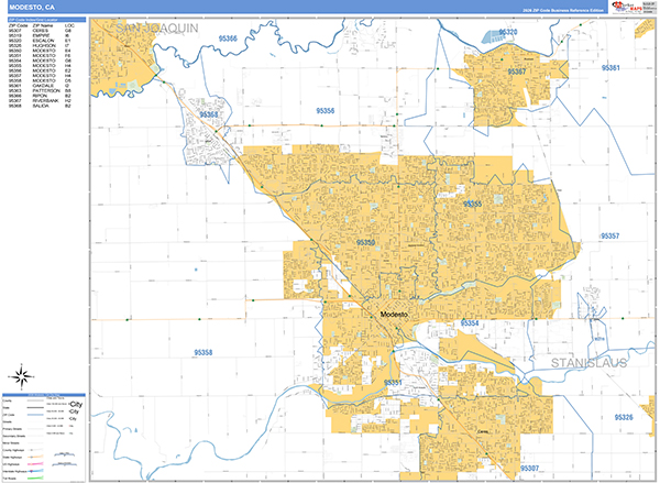 Modesto Wall Map