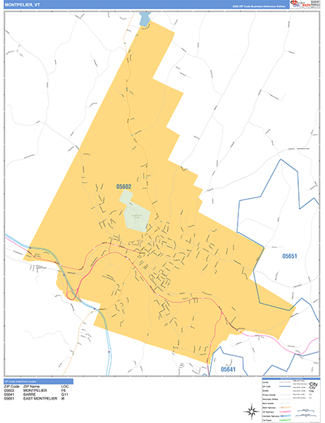 Montpelier Zip Code Wall Map