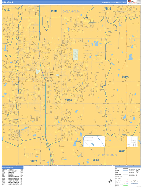 Moore Zip Code Wall Map