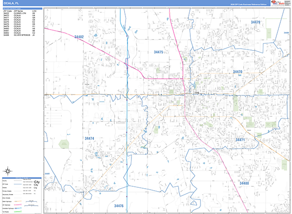 Ocala Zip Code Wall Map