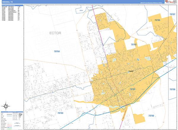 Odessa Zip Code Wall Map