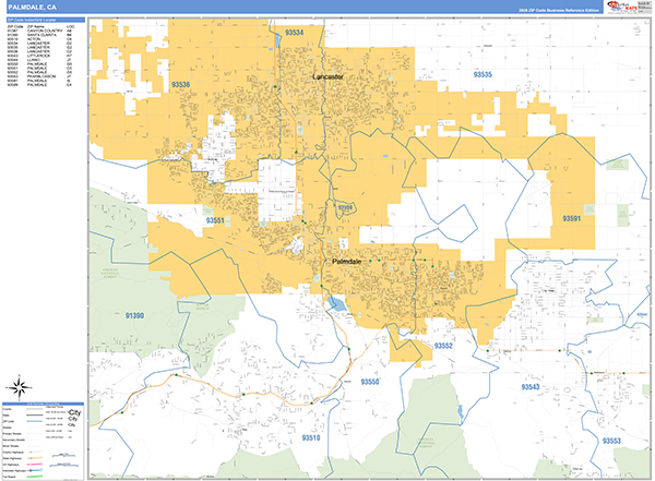 Palmdale Zip Code Wall Map