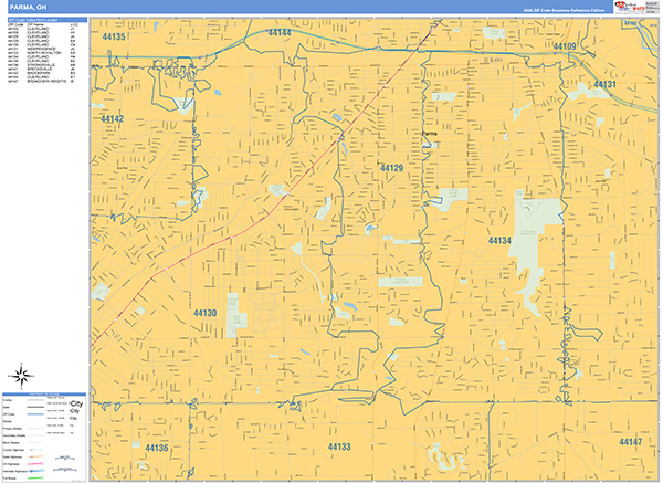 Parma Zip Code Wall Map