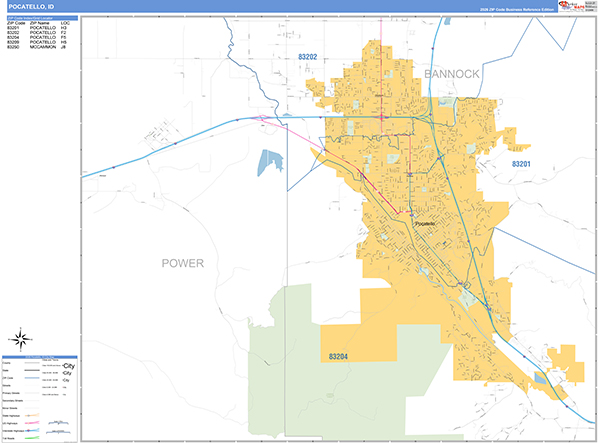 Pocatello Zip Code Wall Map