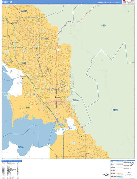 Provo Zip Code Wall Map