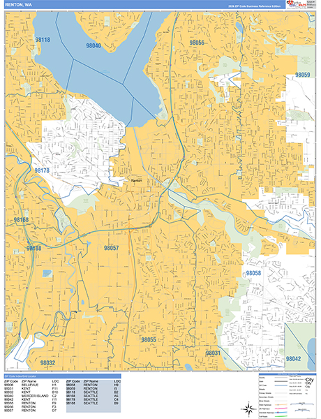 Renton Zip Code Wall Map