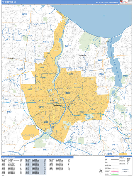 Rochester Zip Code Wall Map