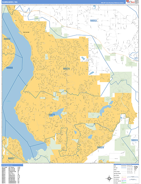 Sammamish Zip Code Wall Map