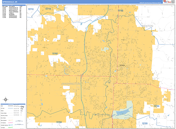 Springdale Zip Code Wall Map