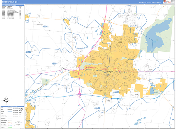 Springfield Zip Code Wall Map