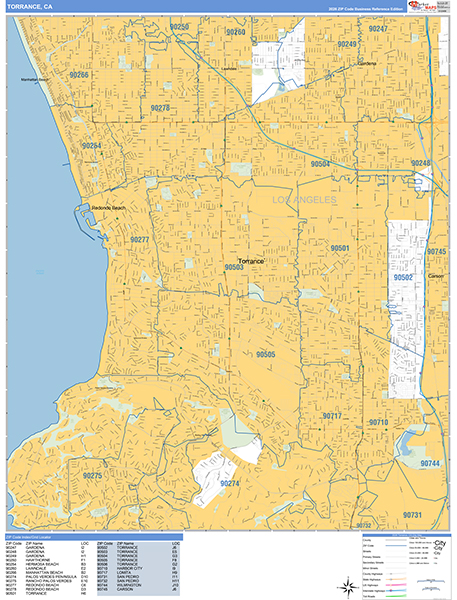 Torrance Zip Code Wall Map