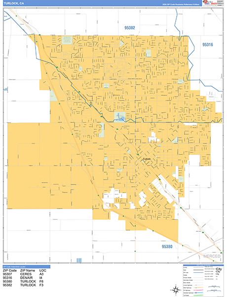 Turlock Wall Map