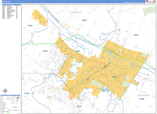 Utica Wall Map