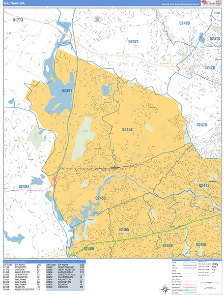Waltham Wall Map