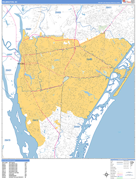 Wilmington Zip Code Wall Map