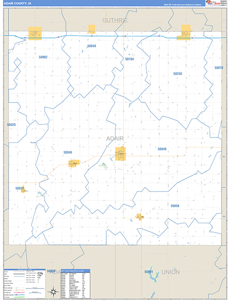 Adair County, IA Carrier Route Wall Map