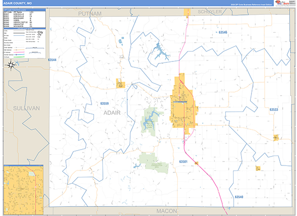 Adair County, MO Map Basic Style